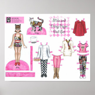 Poster Conjunto de Bonecas de Papel Mila e Daisy - Reprod