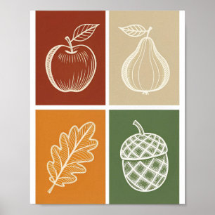 Poster Conjunto de Colheita de outono Whimsso