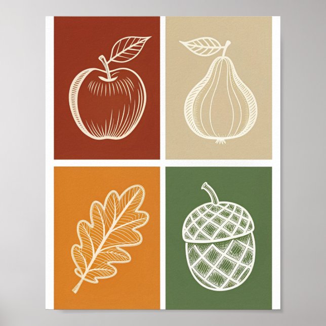 Poster Conjunto de Colheita de outono Whimsso (Frente)
