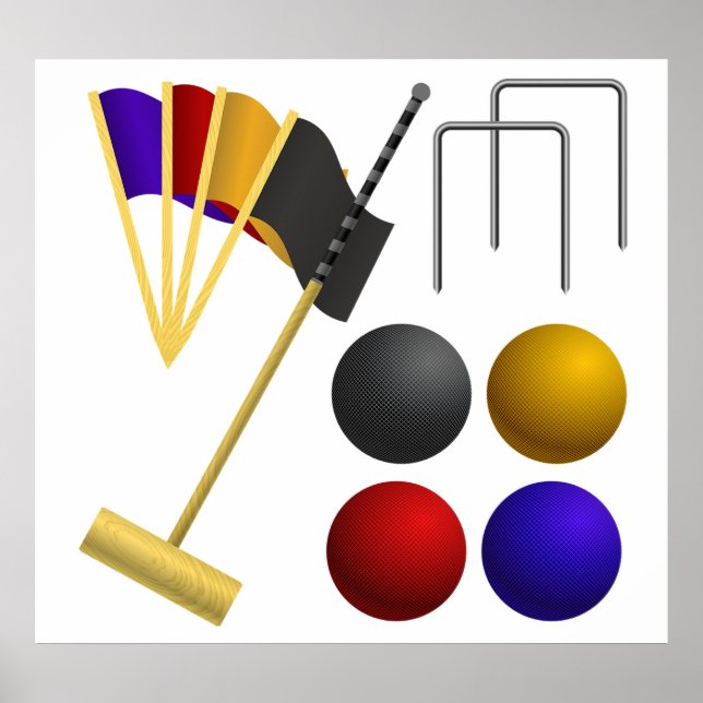 Poster Conjunto de Equipamento de Croquet Malho Bolas Arc (Frente)