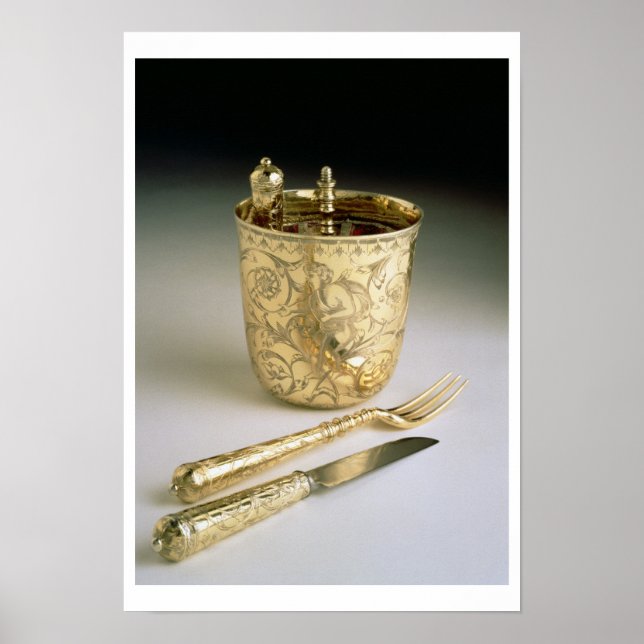 Poster Conjunto de facas, garfo, colher e copo, (Frente)