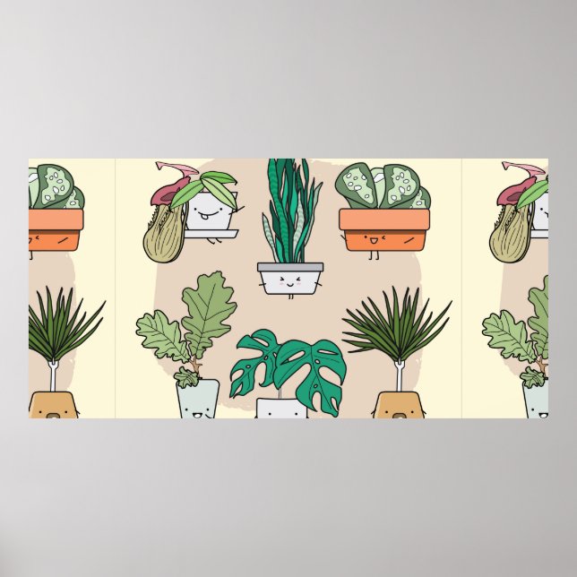 Poster Conjunto de lindas plantas caseiras em potes. botâ (Frente)