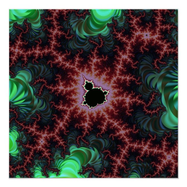 Póster Conjunto de Mandelbrot em Cobre e Verde Zoom Fract (Frente)