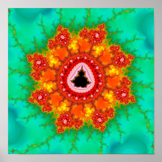 Poster Conjunto de Mandelbrot Laranja Zoom (Frente)