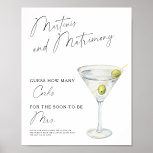 Poster Conjunto de Martini de Aquarela para Chá de Noiva