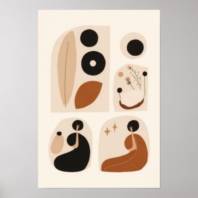 Poster Conjunto de Parede de Galeria Boho Abstrata | Femi (Frente)