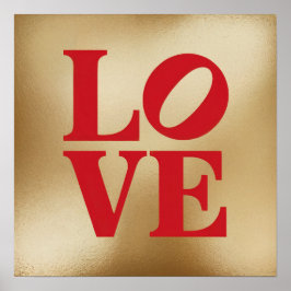Poster Conjunto de Porta-Copos de Tipografia LOVE Dourado