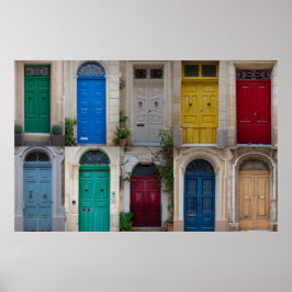Poster Conjunto de portas frontais coloridas em Malta