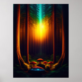 Poster Conjunto de Pôsteres de Cogumelo Fantasia Biolumin