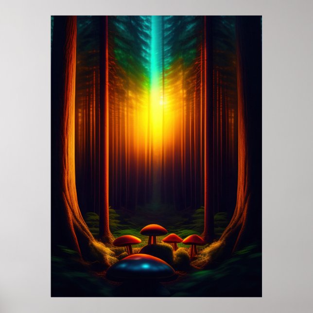 Poster Conjunto de Pôsteres de Cogumelo Fantasia Biolumin (Frente)