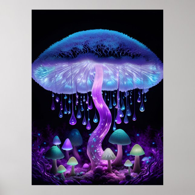Poster Conjunto de Pôsteres de Cogumelo Fantasia Biolumin (Frente)