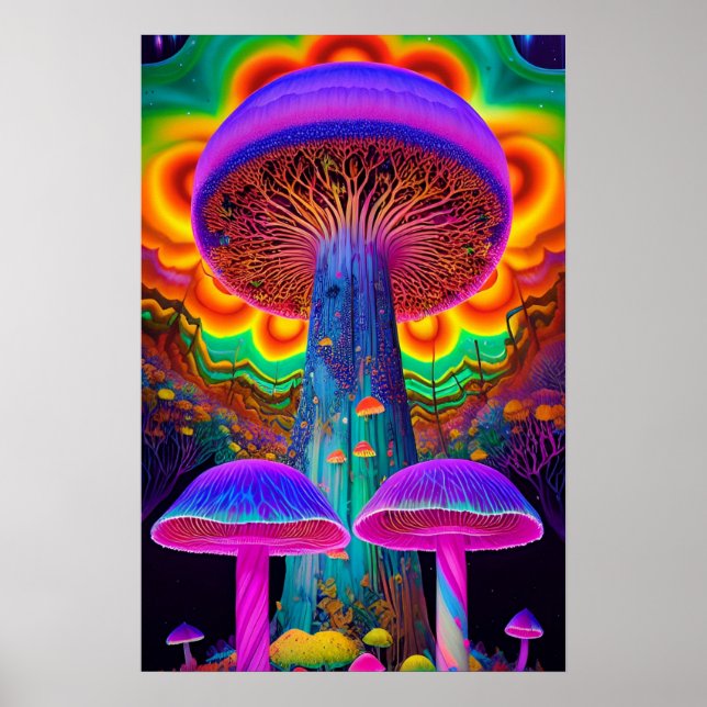 Poster Conjunto de Pôsteres de Cogumelo Fantasia Biolumin (Frente)