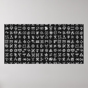 Poster Conjunto de símbolos que executam letras. oculto 