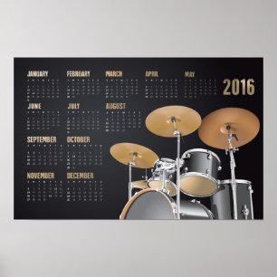 Póster Conjunto de Tambores Calendário 2016