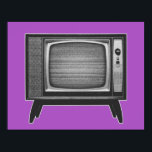 Poster Conjunto de Televisão Retro de Arte pop<br><div class="desc">Quase toda família tinha um desses televisores boxy e grandes na sala de estar. O gráfico Retro Television Set dá ao antigo aparelho de TV da escola o tratamento de pop. A imagem inteira está em três tons de cinza. A tela da televisão está transmitindo o ruído estático que apareceu...</div>