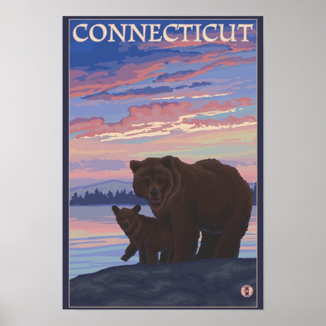 Póster ConnecticutBear e Cub (Frente)