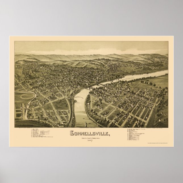 Poster Connellsville, PA Panorâmica - 1897 (Frente)