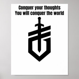 Poster Conquiste seus pensamentos - Design de espada moti
