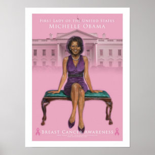 Poster Consciência 15 x 20 do cancer do Obama-Peito de