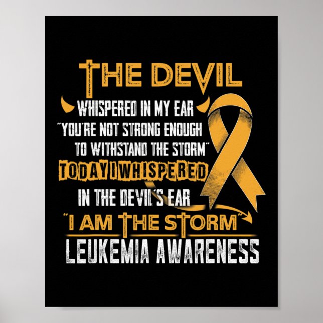 Poster Consciência Da Leucemia Eu Sou O Diabo Da Tempesta (Frente)