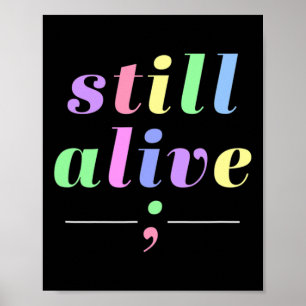 Poster Consciência da saúde ainda viva Semicolon Rainbow
