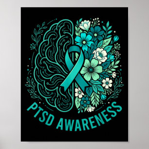 Poster Consciência da saúde mental ptss cérebro e floral 