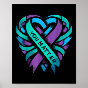 Poster Consciência de Prevenção ao Suicídio Coração Roxo