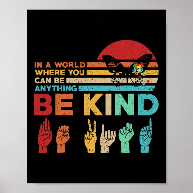 Poster Consciência do Autismo Asl Mãe Professora Bondade  (Frente)