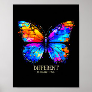 Poster Consciência do Autismo Diferente é Belo Borboleta