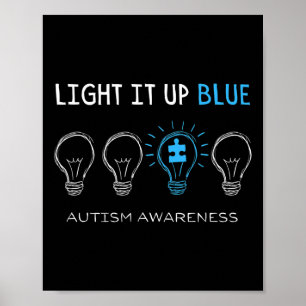 Poster Consciência do Autismo Ilumine de Azul Homens Mulh