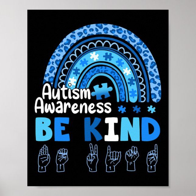 Poster Consciência do Autismo Seja Gentil Sinal de Lingua (Frente)