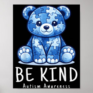 Poster Consciência do Autismo Seja Gentil Use Azul pelo P