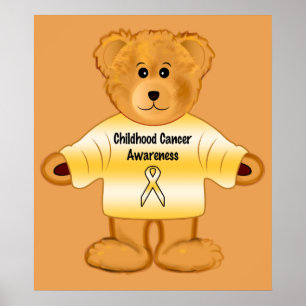 Poster Consciência do Cancer infantil com Urso de Teddy