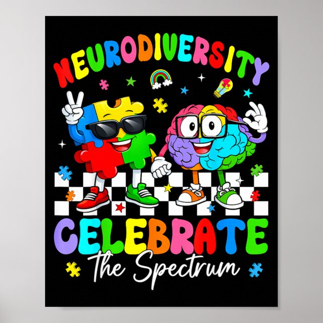 Poster Consciência do cérebro da neurodiversidade autismo (Frente)