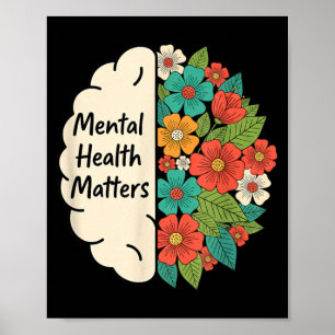 Poster Consciencialização Mental Saúde Cérebro Desenho Fl