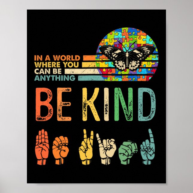 Poster Consciente do Autismo Gentil Mãe Professora Gentil (Frente)