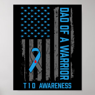Poster Conscientização da Diabetes Tipo 1 T1d Pai de Guer