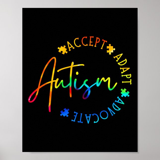 Poster Conscientização do Autismo Aceitar Adaptar Advogar (Frente)