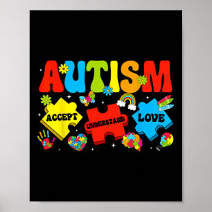 Poster Conscientização do Autismo Aceitar Compreender Puz
