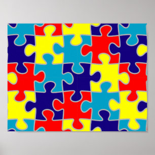 Poster Conscientização do Autismo ASD Asperger Padrão de 