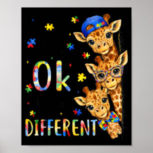 Poster Conscientização do Autismo Girafa Fofa Animal para