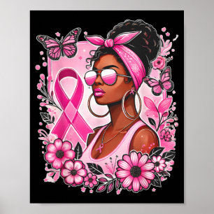 Poster Conscientização do Câncer de Mama Veste Rosa Afric