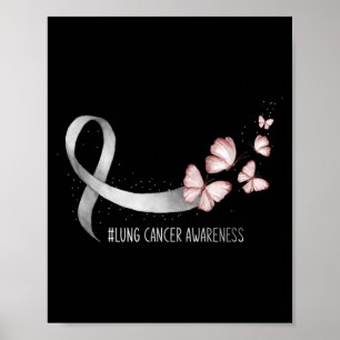 Poster Conscientização do Câncer de Pulmão Fita Branca Bo