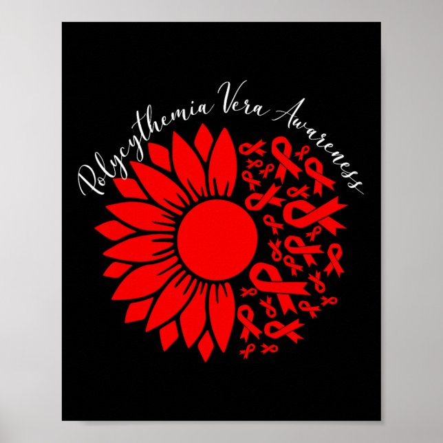 Poster Conscientização do Sol Vermelho da Policitemia Ver (Frente)
