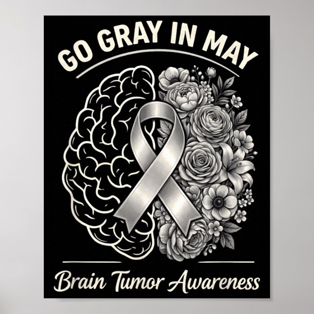 Poster Conscientização do tumor cerebral use cinza em mai (Frente)