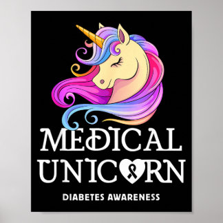 Poster Conscientização sobre Diabetes do Unicórnio Médico
