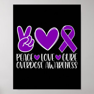 Poster Conscientização sobre Overdose Paz Amor Cura