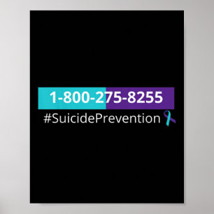 Poster Conscientização sobre Prevenção do Suicídio 1-800-