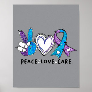 Poster Conscientização sobre Prevenção Laço Roxo Azul Imp