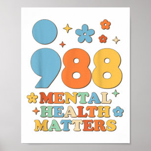 Poster Conscientização sobre Saúde Mental 988 e Prevenção